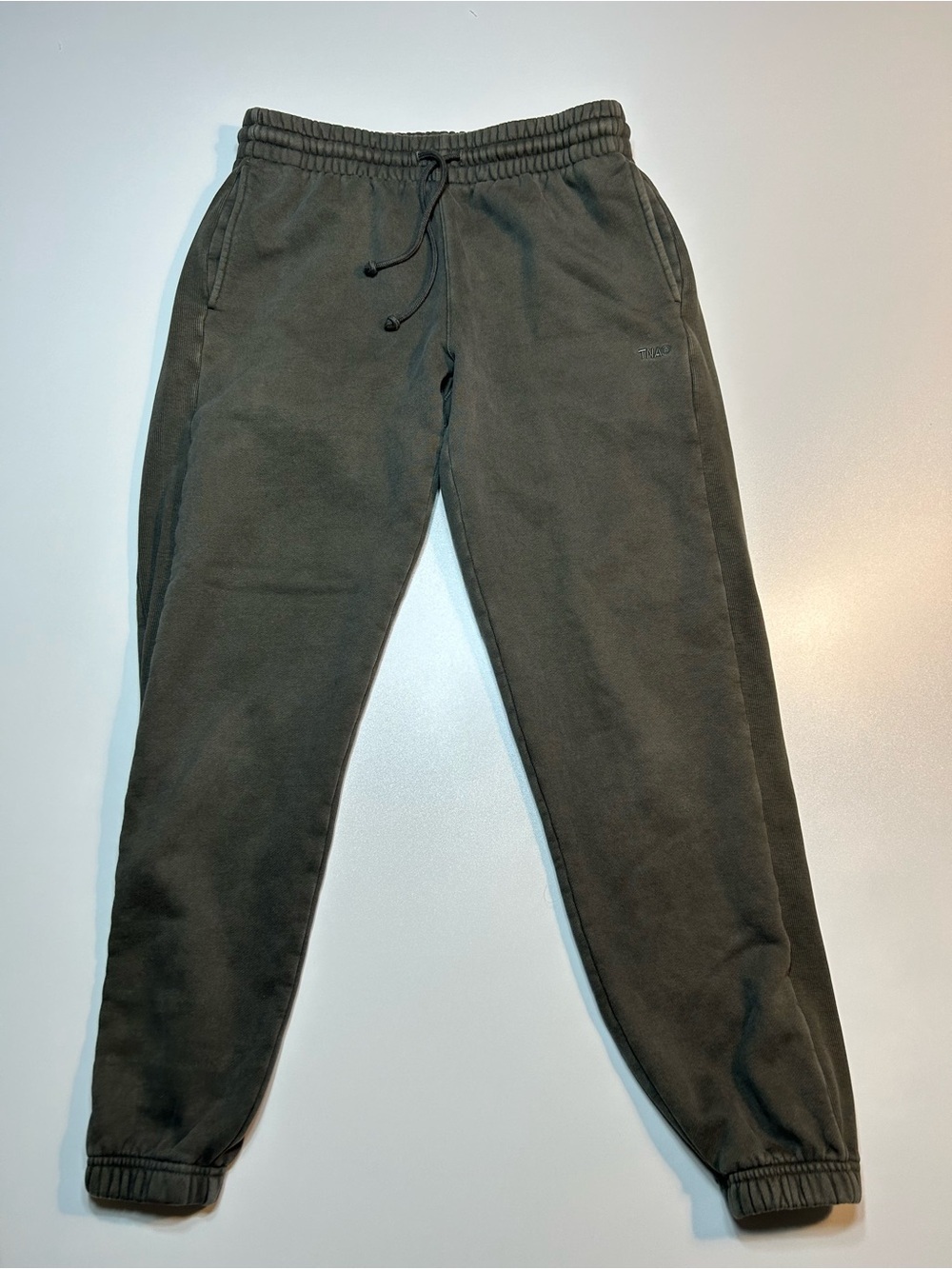Tna Aritzia Cozy Fleece Boyfriend Ribbed Jogger Pants Olive Green